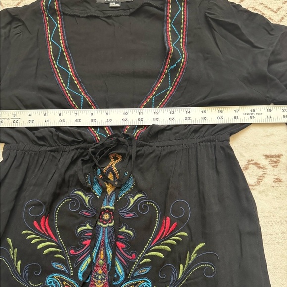 Black Boho Embroidery Tunic Top - Picture 12 of 12